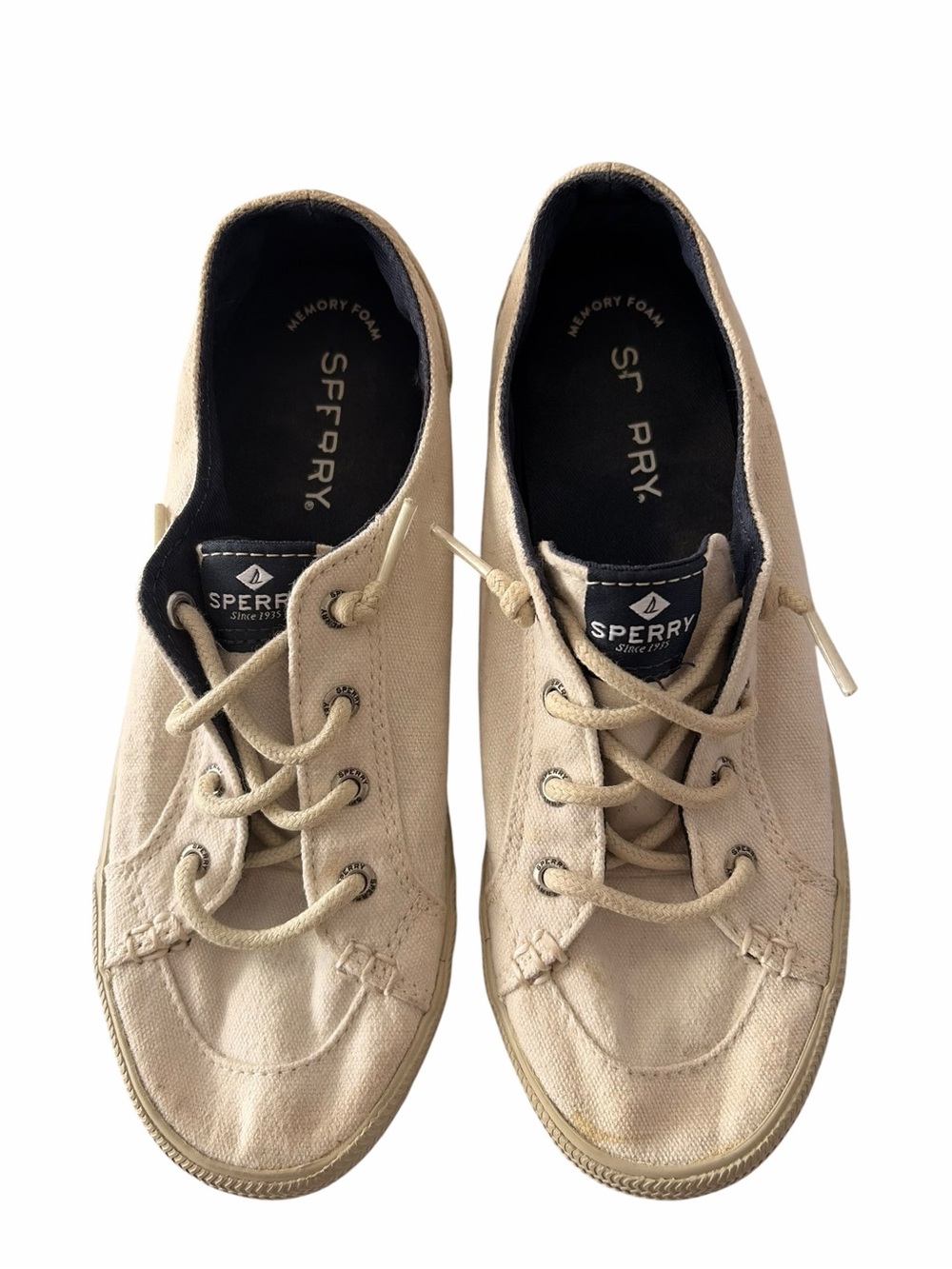 Sperry Khaki Canvas Lace-Up Deck Shoes